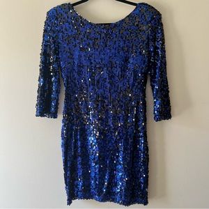 NWT Blaque Label Sequin Mini Dress Blue/Black